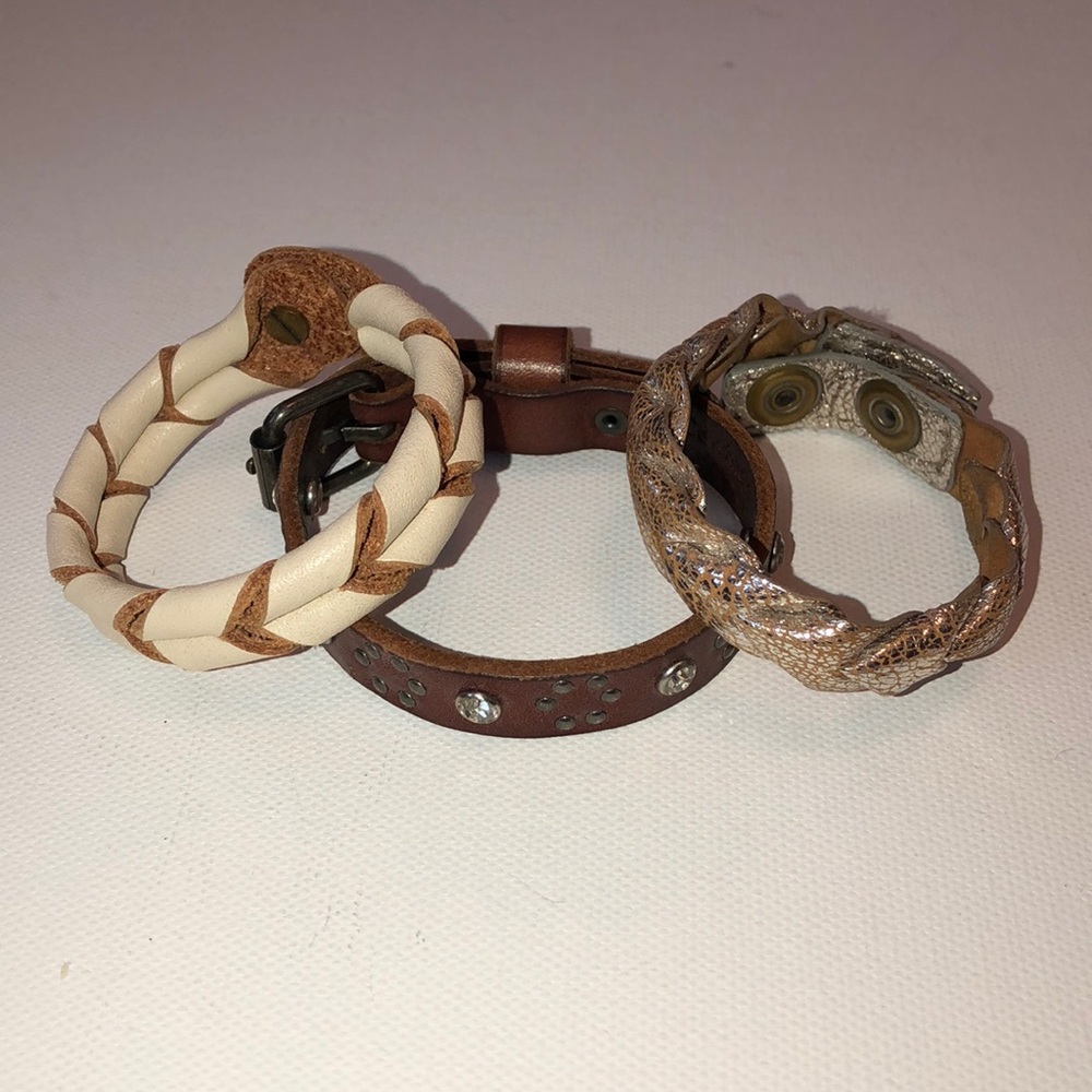 Leather bracelet 3-piece set